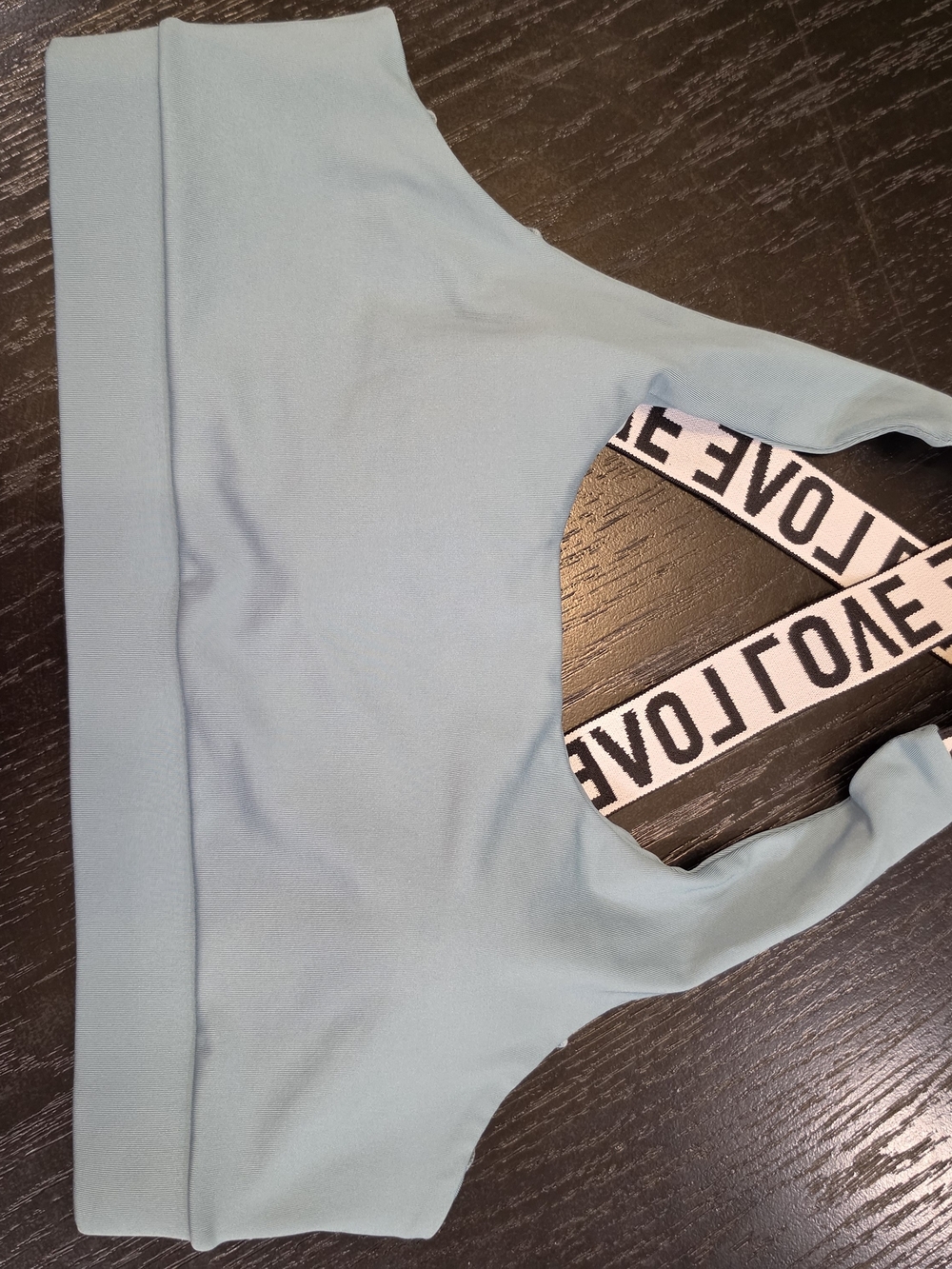 SHEIN Light Blue Stretch Sports Bodysuit with LOVE Elastic Straps